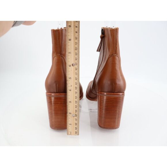 Sofft Santee Heeled Ankle Boot Brown Leather Block Heel Size 10 M Zip Up Bootie - Picture 7 of 11